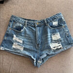 SHEIN Ripped Blue Jean Shorts